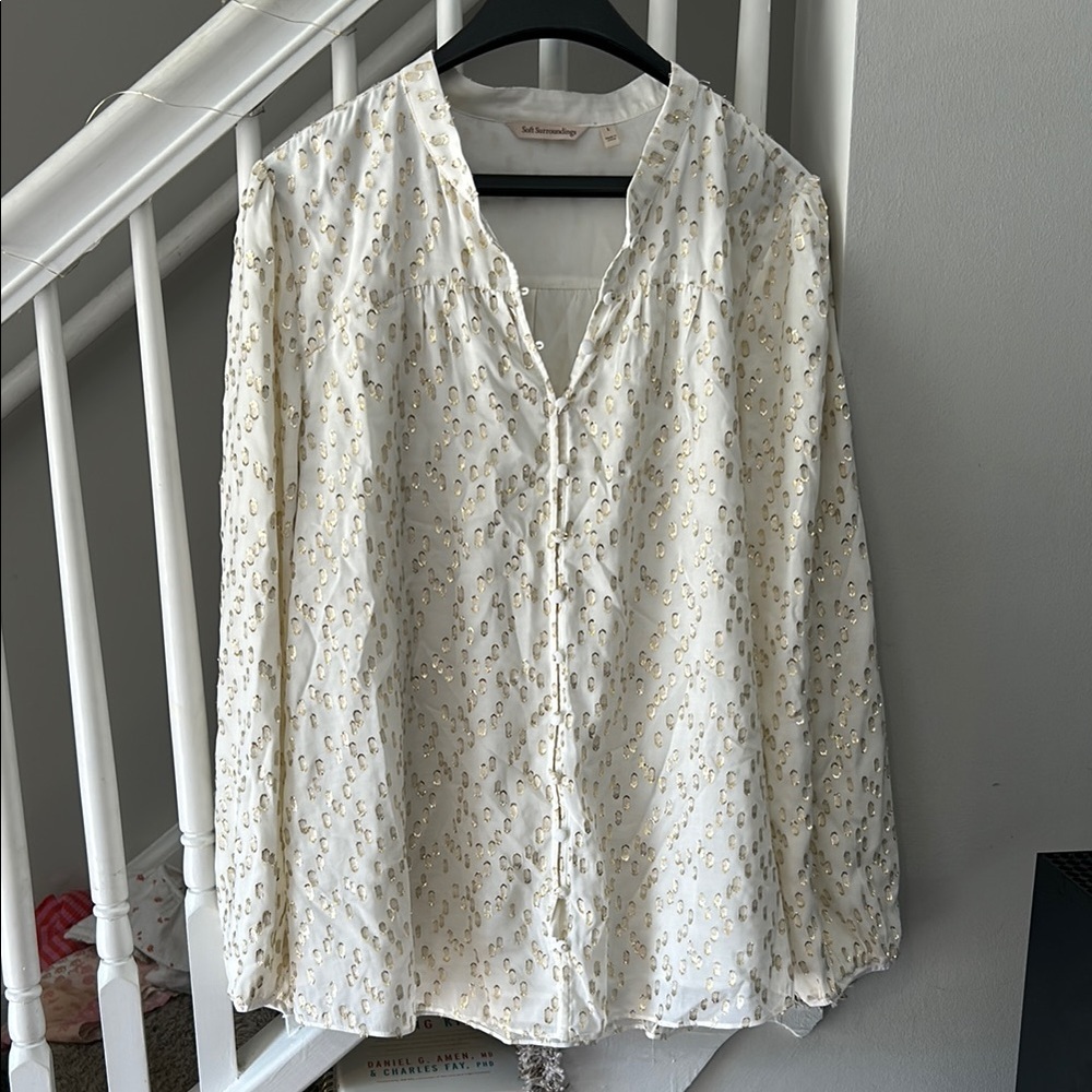 Elegant White and Gold Women's Top